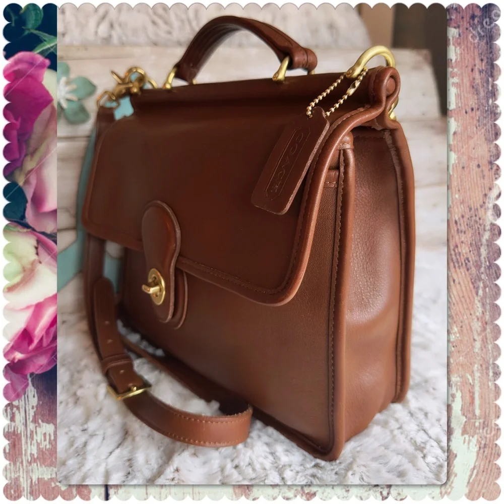 VINTAGE COACH Vicuña SADDLE / TAN LEATHER MESSENGER CROSSBODY WILLIS BAG
 #9927_5